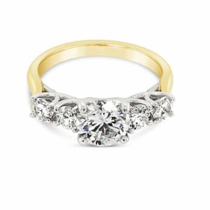 Lattice Design 5 Diamond Engagement Ring