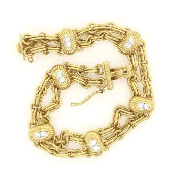 Gold and Diamond Link Bracelet