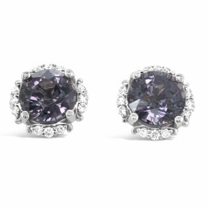 Smoky Purple Spinel and Diamond Earrings